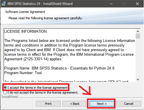Install IBM SPSS License Agreement 2