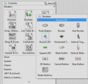 LabVIEW Add LED Boolean objects