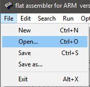 flat assembler for ARM