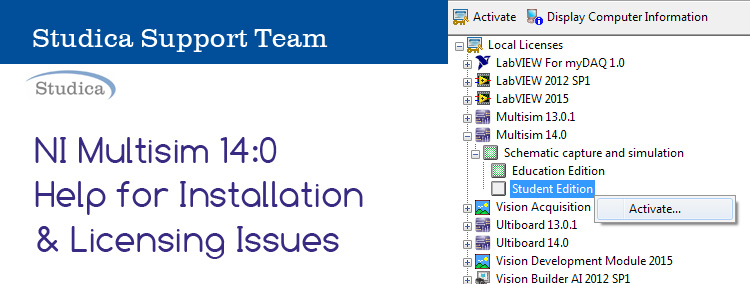Multisim 14.0 Help: Resolving Installation and Licensing Issues