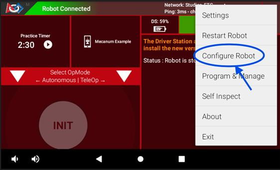 Accessing the Configuration Menu of the Control Hub Step 4