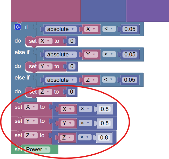 Scaling Motor Power Input Code Block