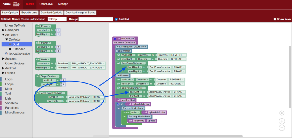 Zero Power Behavior Code Example