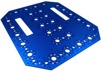 A Robot Base Plate in blue for robotics design