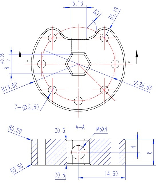 76282H-Light-Weight-6mm-Hex-Shaft-Hub-CAD Drawing